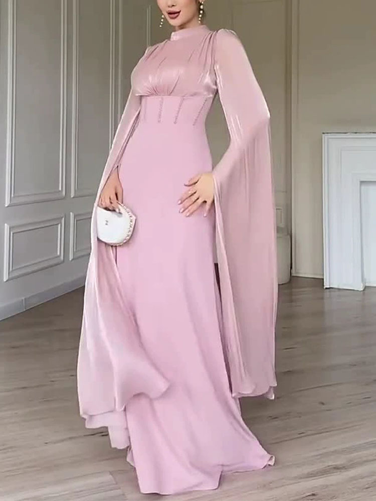Sexy O-neck Split Sleeve Satin - Linen Dress Wrap incelemesi ve fiyatı