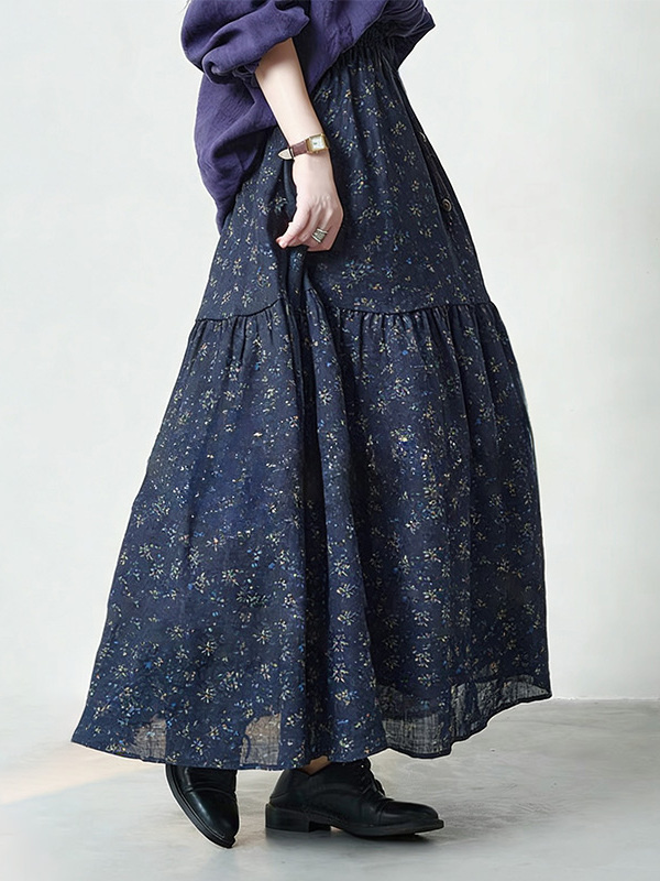 Floral Print High Waist A-Line - Midi Skirt Floral incelemesi ve fiyatı