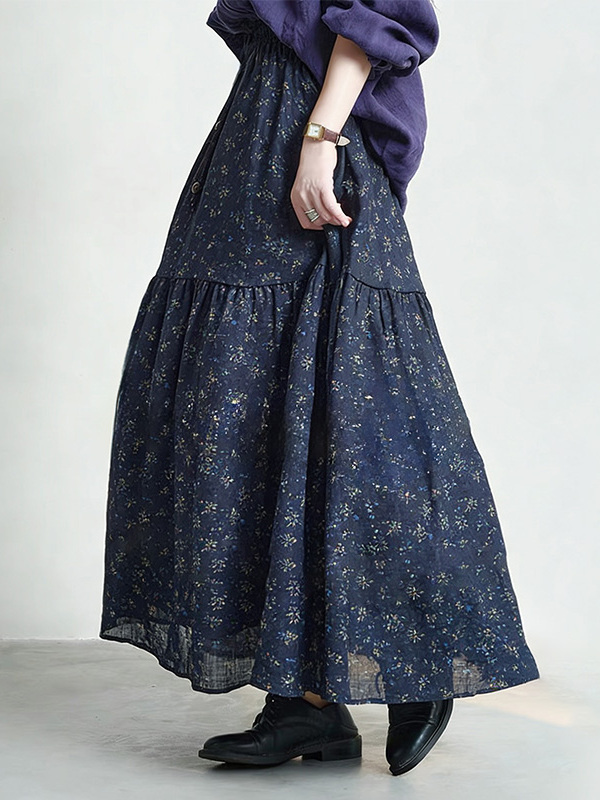 Floral Print High Waist A-Line - Midi Skirt Floral incelemesi ve fiyatı